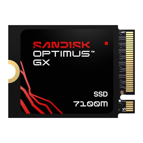SANDISK Optimus GX 7100M NVMe SSD 2 to (Jusqu’à 7 250 6 900 Mo s Vitesses de Lecture écriture séquentielles, M.2 2230, PCIe 4.0, Portable Compatible Steam Deck, MSI Claw, Microsoft Surface ou Dell)