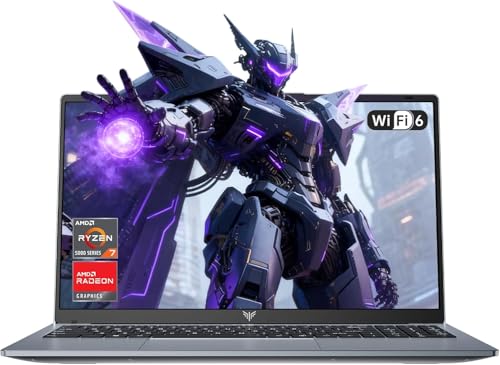 Tivique Ordinateur Portable Gaming 15,6 Pouces,PC Portable avec Ryzen 7 5825U (Jusqu'à 4,5GHz) 8C 16T - 16Go RAM DDR4*2 1To SSD M.2,1080 FHD,HDMI, BT5.2, USB3.2,Type-C, Adaptateur Rapide 65W, WiFi 6
