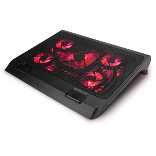 ENHANCE Support Refroidisseur PC Portable Gaming avec Ventilateurs LED, Hauteur Réglable Et 2 Port USB - 5 Ventilateurs Silencieux Haute Performance À 2630 RPM Et Pare-Chocs Inté - Rouge
