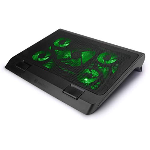 ENHANCE Support Refroidisseur PC Portable Gaming avec Ventilateurs LED, Hauteur Réglable Et 2 Port USB - 5 Ventilateurs Silencieux Haute Performance À 2630 RPM Et Pare-Chocs Inté - Vert