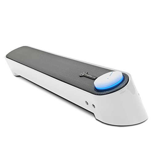 GOgroove Barre de Son pour PC Haut-Parleur pour Ordinateur Haut-Parleur stéréo Portable 2.0 avec Ports Audio intégrés, Bouton d'alimentation LED éclairé, Alimentation USB, pour PC, Ordinateurs