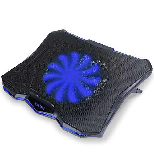 ENHANCE Support Refroidisseur PC Portable, Plaque de Refroidissement de 1 Ventilateurs avec LED Bleus et 2 Ports USB - Compatible avec Ordinateur Portable et Notebook de 17 Pouces - Dim 40 x 30.4 cm
