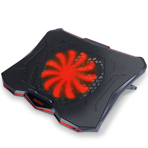 ENHANCE Support Refroidisseur PC Portable, Plaque de Refroidissement de 1 Ventilateurs avec LED Rouges et 2 Ports USB - Compatible avec Ordinateur Portable et Notebook de 17 Pouces - Dim 40 x 30.4 cm