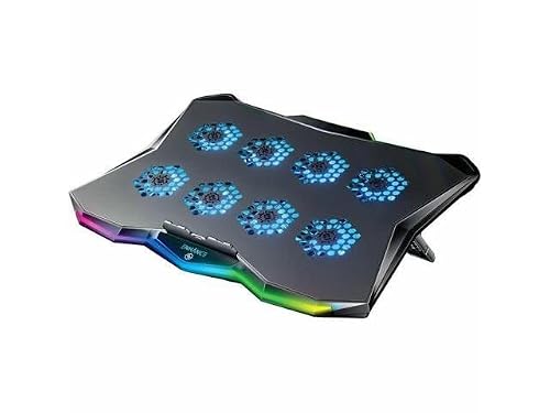 Enhance Infiltrate 3 Tapis de Refroidissement pour Ordinateur Portable avec lumières RVB – Support d'écran jusqu'à 17,3 – 8 Ventilateur(s) – 3000 TR Min – 2 237,2 l Min – Métal