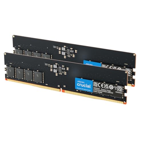 Crucial RAM DDR5 16Go Kit (2x8Go) 5600MHz, PC Mémoire (ou 5200MHz 4800MHz) CL46 - CT2K8G56C46U5