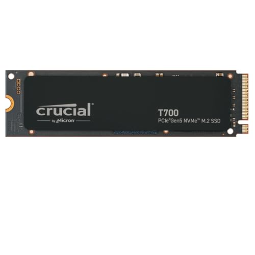 Crucial T700 SSD 1To PCIe Gen5 NVMe M.2 SSD Interne Gaming, Jusqu’à 11.700Mo s, Microsoft DirectStorage, Rétrocompatibilité PCIe 4.0, Disque Dur SSD - CT1000T700SSD3