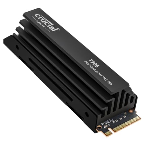 Crucial T705 SSD 4To PCIe 5.0 x4 Gen5 NVMe M.2 avec Dissipateur, Lecture jusqu'à 14100 Mo s, écriture jusqu'à 12600 Mo s, pour PC de Bureau, TLC NAND, Disque Dur Interne - CT4000T705SSD5