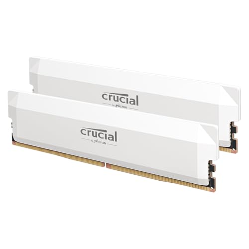 Crucial Pro RAM DDR5 32Go Kit (2x16Go) 6000MHz CL36, Overclocking Gaming, Intel XMP 3.0 AMD Expo, PC Mémoire, Blanc - CP2K16G60C36U5W