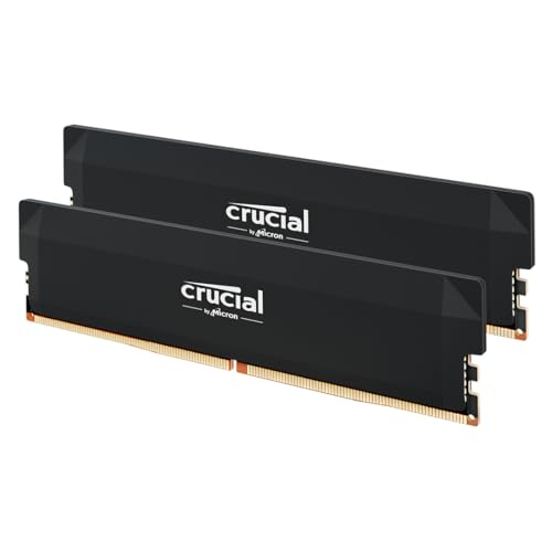 Crucial Pro RAM DDR5 32Go Kit (2x16Go) 6400MHz CL38, Overclocking Gaming, Intel XMP 3.0 AMD Expo, PC Mémoire, Noir - CP2K16G64C38U5B