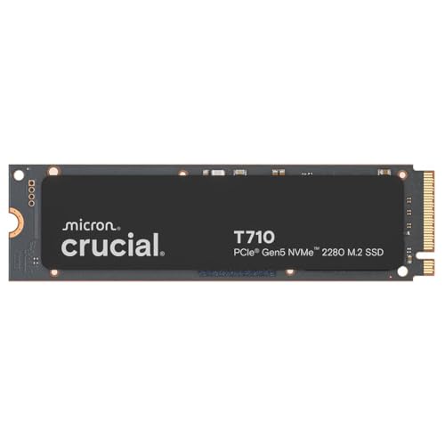 Crucial T710 SSD 4To PCIe 5.0 x4 Gen5 NVMe M.2, Lecture jusqu'à 14500 Mo s, écriture jusqu'à 13800 Mo s, Ordinateur Portable et de Bureau, TLC NAND, Disque Dur Interne - CT4000T710SSD8-01