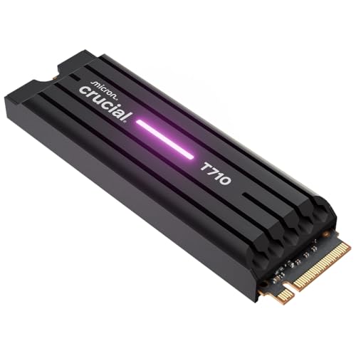 Crucial T710 SSD 4To PCIe 5.0 x4 Gen5 NVMe M.2 avec Dissipateur, Lecture jusqu'à 14500 Mo s, écriture jusqu'à 13800 Mo s, Ordinateur de Bureau et PS5, TLC NAND - CT4000T710SSD5-01