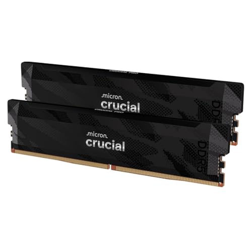Crucial Pro RAM DDR5 32Go Kit (2x16Go) 6400MHz CL32, Overclocking Gaming, Mémoire pour Ordinateur de Bureau, Intel XMP 3.0 AMD Expo, Noir - CP2K16G64C32U5B