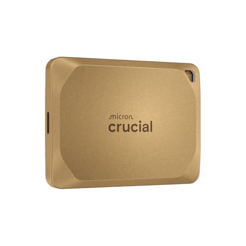 Crucial X10 Pro 2To Disque SSD Externe Portable, Jusqu’à 2100Mo s en Lecture et 2000Mo s en écrituree, USB-C 3.2, PC et Mac, Résistance à l’Eau et à la Poussière IP55, Or - CT2000X10PROSSD9D02
