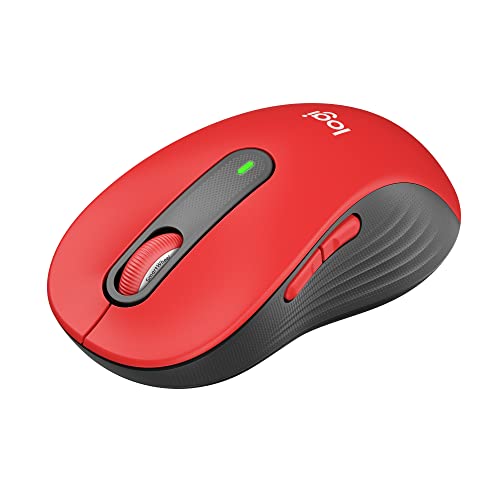 Logitech Signature M650 L Souris sans fil pleine grandeur pour mains de grande taille, batterie de 2 ans, clic silencieux Rouge