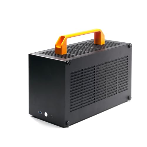Boîtier Mini ITX SGPC K49-BL | 8.3L SFF | GPU ≤300mm | CPU Cooler ≤69mm | Alimentation SFX | USB 3.0 Type-C Avant | Panneau Acrylique Poignées Incluses(Noir, 8.3L)