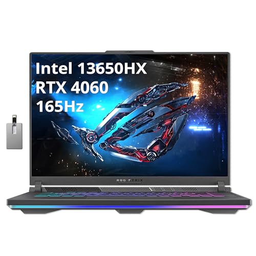 ASUS Ordinateur portable de jeu ROG Strix G16 16 WUXGA 165 Hz, Intel Core i7-13650HX, NVIDIA GeForce RTX 4060, 32 Go de RAM DDR5, 2 To SSD, clavier rétroéclairé RVB 4 zones, Win 11Pro, gris, carte
