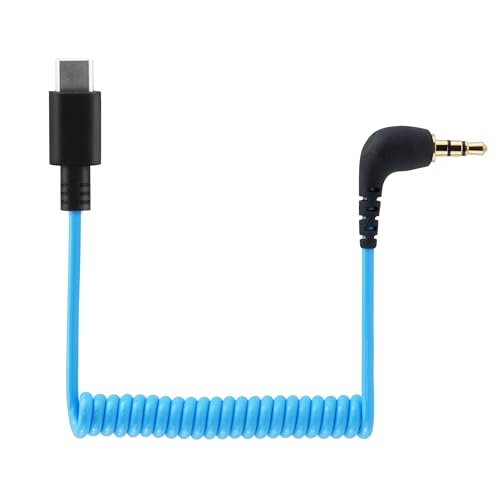 JCMOYUTY Adaptateur de microphone pour Rode Wireless GO 2, ME, Pro USB C vers câble micro TRS 3,5 mm, pour Hollyland Lark M1 M2 MAX 150 M1 MAX Duo DAC Câble audio spiralé pour iPhone 15 16