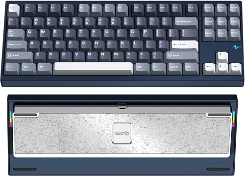 WOBKEY Crush 80 Reboot CNC Aluminium Fermeture Rapide 5 Secondes, Trois Modes de connexion, Clavier mécanique avec acoustique supérieure (Pro Bleu marine)