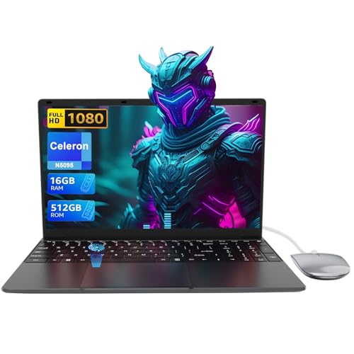 PINSTONE Ordinateur Portable 15,6 Full HD Celeron N5095 PC Portable 16Go RAM 512Go SSD Computer Touch ID WiFi5 Bluetooth 4.0 USB 3.0