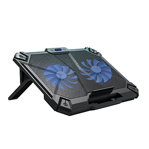Cosmic Byte Comet Laptop Cooling Pad with Dual 120mm Fan (Blue) | LED Lights | USB Ports | Support Up to 17 Laptops | Adjustable Height | Adjustable Fan Speed | Provides Effective Protection
