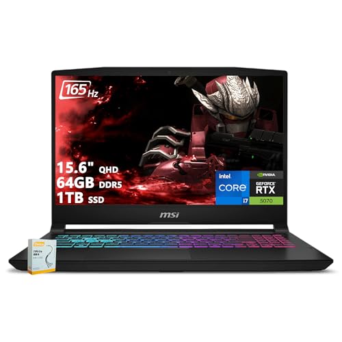 msi Katana 15 HX Ordinateur portable de jeu | 15,6 po QHD 165 Hz 100 DCI-P3 | Intel Core i7-14650HX ( i9-12900H) | 64 Go DDR5 1 To SSD | GeForce RTX 5070 (jusqu'à 798 AI Tops) | Clavier RVB Winnipeg
