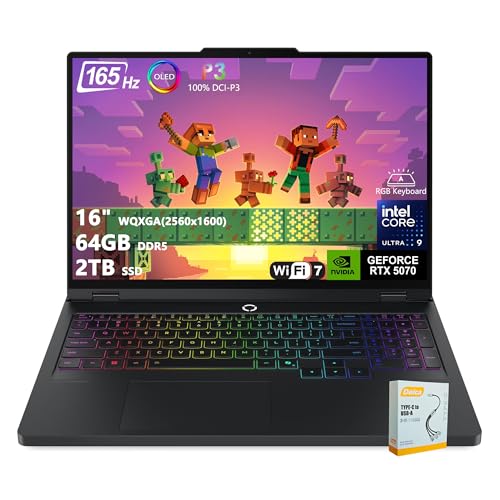 Lenovo Legion Pro 5i Ordinateur portable de jeu alimenté par l'IA | 16 WQXGA OLED 165 Hz | Intel Core Ultra 9 275HX | 64 Go DDR5 2 To SSD | GeForce RTX 5070 (798 AI Tops) | Wi-Fi 7 Win11 rétroéclairé