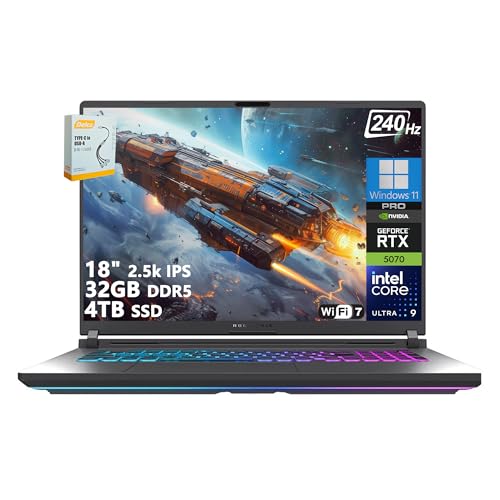 ASUS ROG Strix G18 G815 Ordinateur portable IA de jeu | 18 po 2,5k IPS 240 Hz (100 DCI-P3, 500 nits) | Intel Core Ultra 9 275HX | 32 Go DDR5 4 To SSD | GeForce RTX 5070 | Wi-Fi 7 Win11 rétroéclairé