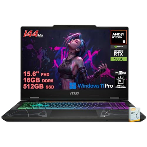 MSI Cyborg 15 Gaming AI Ordinateur portable | 15,6 po FHD IPS 144 Hz | AMD 8 cœurs Ryzen 9 270 ( i9-12950HX) | 16 Go DDR5 512 Go SSD | GeForce RTX 5060 GDDR7 jusqu'à 572 TOPS | Rétroéclairé RVB 4