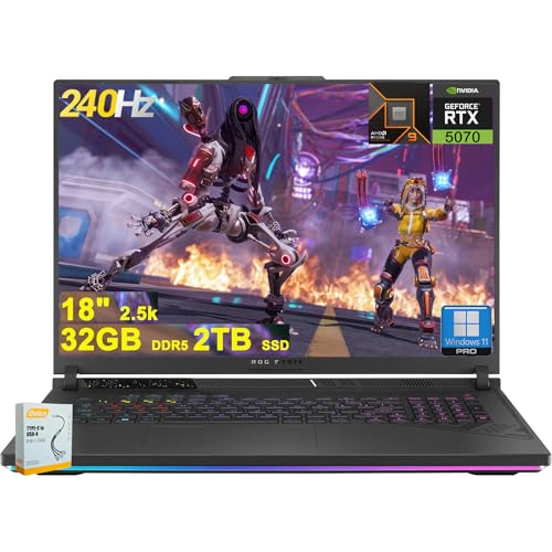 ASUS ROG Strix G18 G814 Ordinateur portable de jeu | 18 2560 x 1600 240 Hz 100 DCI-P3 | AMD Ryzen 9 9955HX 16 cœurs ( i9-14900HX) | 32 Go DDR5 2 To SSD | GeForce RTX 500 70 cm. Rétroéclairé RVB