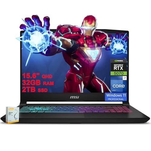 msi Katana 15 HX Ordinateur portable de jeu | 15,6 po QHD 165 Hz 100 DCI-P3 | Intel 16-core i7-14650HX ( i9-12900H) | 32 Go DDR5 2 To SSD | GeForce RTX 5070 (jusqu'à 798 AI Tops) RGB lit Win11Pro