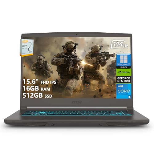msi Thin 15 Gaming Laptop | 15,6 po FHD IPS 144Hz | Intel 8-Core i5-13420H ( i7-12650H) | 16 Go de RAM 512 Go SSD | GeForce RTX 4050 6 Go | Clavier rétroéclairé Type-C Wi-Fi 6E Win11 Pro avec