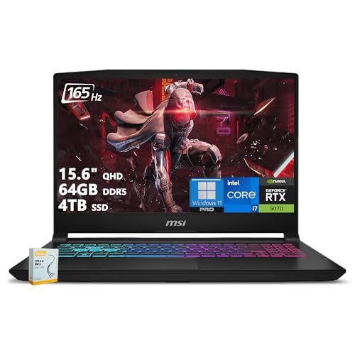 msi Katana 15 HX Ordinateur portable de jeu | 15,6 po QHD 165 Hz 100 DCI-P3 | Intel Core i7-14650HX ( i9-12900H) | 64 Go DDR5 4 To SSD | GeForce RTX 5070 (jusqu'à 798 AI Tops) | Clavier RVB Winnipeg