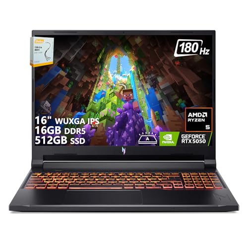 acer Nitro V 16 AI Ordinateur portable de jeu | WUXGA IPS 16 po 180 Hz | AMD Hexa-Core Ryzen 5 240 | 16 Go DDR5 512 Go SSD | GeForce RTX 5050 8 Go DLSS4 (jusqu'à 440 AI Tops) | Clavier rétroéclairé