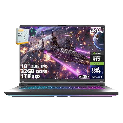 ASUS ROG Strix G18 G815 Ordinateur portable IA de jeu | 18 po 2,5k IPS 240 Hz (100 DCI-P3, 500 nits) | Intel Core Ultra 9 275HX | 32 Go DDR5 1 To SSD | GeForce RTX 5070 | Wi-Fi 7 Win11 rétroéclairé