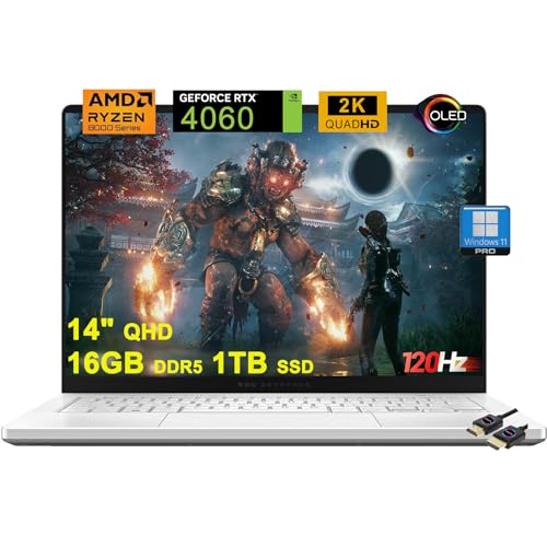 ASUS ROG Zephyrus G14 Ordinateur portable de jeu | 14 QHD OLED 120 Hz 100 DCI-P3 | AMD 8-Core Zen 4 Ryzen 9 8945HS ( i9-12900H) | 16 Go DDR5 1 To SSD | GeForce RTX 4060 | USB rétroéclairé 4 Win111