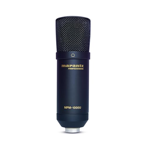 Marantz Professional MPM1000U Microphone à Condensateur USB pour Gaming, Streaming et Podcasting - Interface Audio Intégrée, Support Bureau, Plug-and-Play, Noir