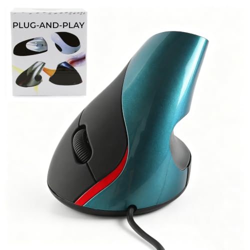 Souris Ergonomique Verticale Optique filaire USB Souris 1600 dpi 5 boutons Gaming Mouse pour ordinateur portable avec cordon 1,7 m bleu