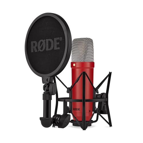 RØDE NT1 Série Signature - Microphone à condensateur avec Accessoires pour la Production Musicale, l'enregistrement Vocal, Le Streaming et Les podcasts (Rouge)