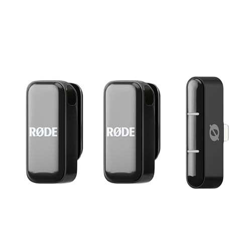 RØDE Wireless Micro, Microphone sans Fil Compact, Deux micros avec boîtier de Charge pour l’Enregistrement vidéo sur Smartphone et la création de Contenu, Lightning (Noir)