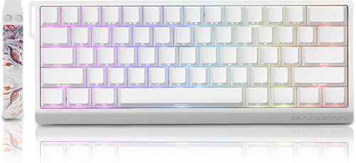 BOYI MADLIONS MAD60 HE RGB Clavier de jeu filaire avec interrupteur magnétique 60 à déclenchement rapide, actionnement réglable, effet Hall Hyper-Fast Compact pour joueur de PC Mac (blanc)