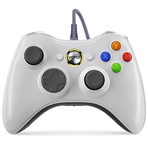 VOYEE Manette de jeu filaire pour Microsoft Xbox 360 et Slim Windows PC blanc