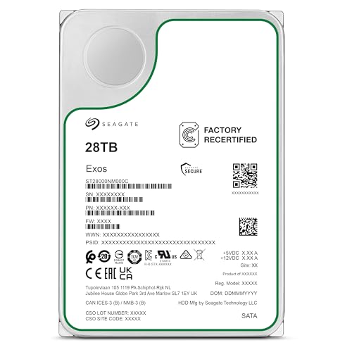 Seagate Exos 28To Serveur Interne Disque dur ST28000NM000C 3.5 HDD SATA 6 Gb s 7200 tr min 512 Mo de cache (Reconditionné)