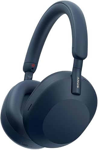 Sony WH-1000XM5 Casque supra-auriculaire sans fil Bluetooth avec suppression du bruit Qualité d'appel claire, haute résolution, charge rapide, Assistant Alexa et Google, iOS et Android, bleu nuit