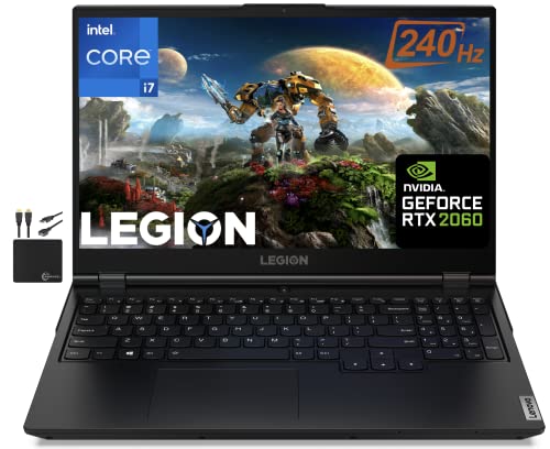 Lenovo Ordinateur portable de jeu Legion 5 2022 de 15,6 FHD IPS 500 nits, 100 sRGB 240 Hz, 6 cœurs Intel i7-10750H, 64 Go de RAM, SSD 2 To disque dur 1 To, NVIDIA GeForce RTX 2060 6 Go