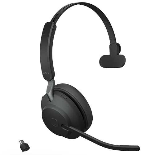 Jabra Evolve2 65 UC Casque sans Fil avec Link380c, Mono, Noir, Casque Bluetooth sans Fil pour appels et Musique, 37 Heures d'autonomie, Casque antibruit Passif