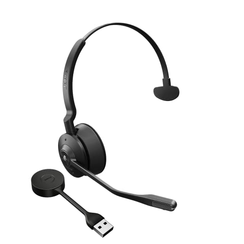 Jabra Engage 55 Mono Casque sans Fil avec Adaptateur Link 400 USB-A DECT – Microphone antibruit, portée étendue, Protection auditive – Certifié MS Teams, Fonctionne avec Toutes Les Autres Plateformes