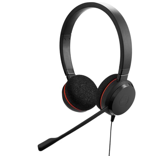 Jabra Evolve 20 Casque Filaire (édition 2025) - Casque Filaire Double Oreille pour Le Bureau et Le Travail à Domicile - Contrôle des appels - Certifié pour MS Teams - Connectivité USB-C A - Noir