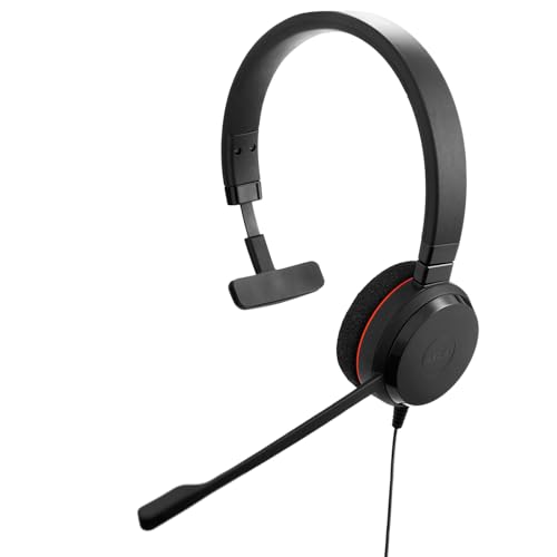 Jabra Evolve 20 Casque filaire (édition 2025) - Casque filaire mono-auriculaire pour le bureau et le travail à domicile - Contrôle des appels - Toutes les plateformes - Connectivité USB-C A - Noir