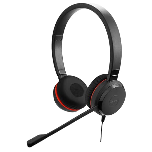Jabra Evolve 20 SE Casque filaire double oreille avec microphone pour le travail, USB-A et USB-C, certifié Microsoft Teams, confort supra-auriculaire, se connecte aux ordinateurs portables, iPhone et