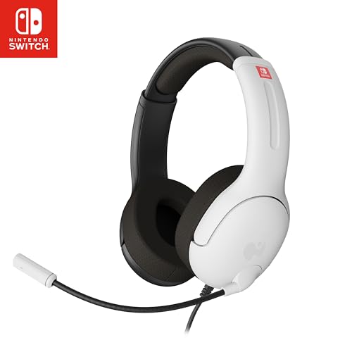 Pdp Gaming Lvl40 Stereo Casque avec Mic pour Nintendo Switch - Pc, Ipad, Mac, laptop Compatible - Noise Cancelling Microphone, Lightweight, Soft Compourt On Ear Headphones, 3.5 Mm Jack - Noir-Blanc